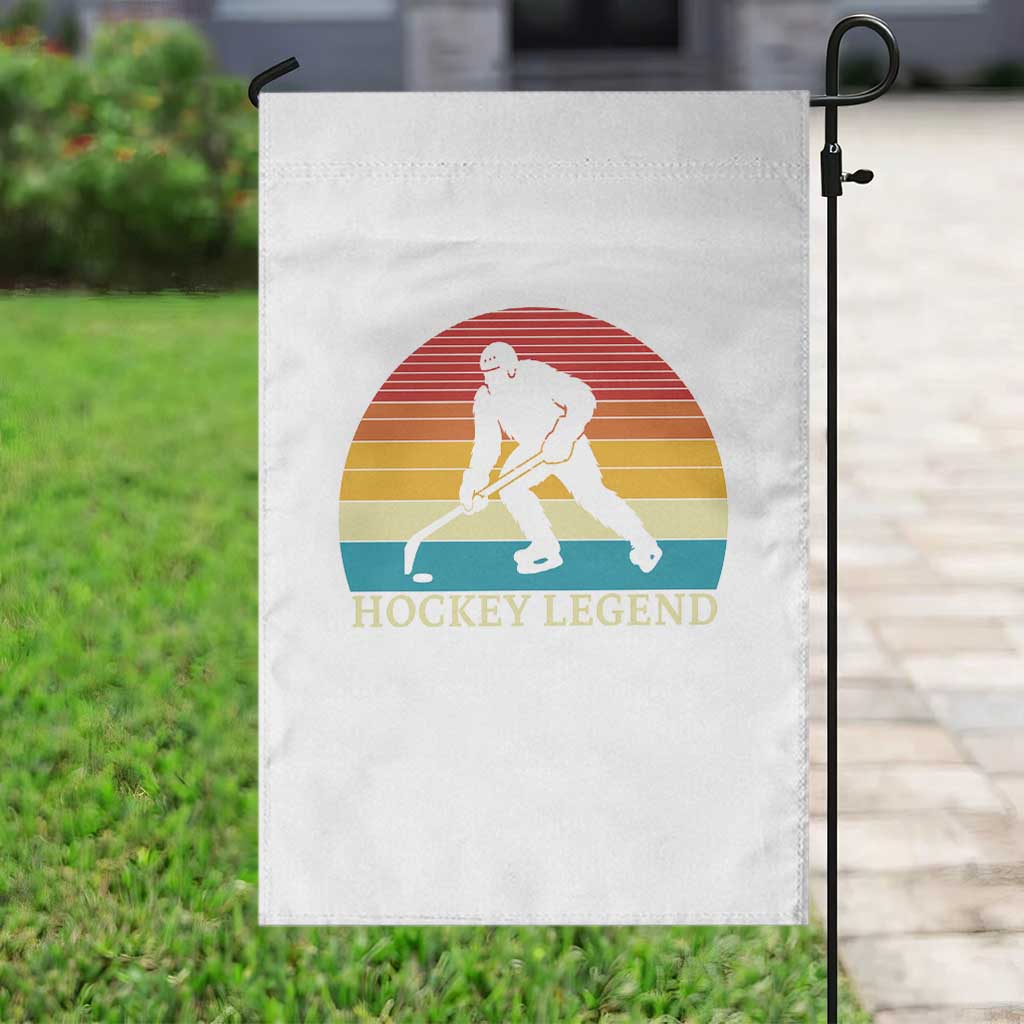 Bigfoot Hockey Legend Garden Flag Retro Sasquatch Cryptid Player Gift - Wonder Print Shop