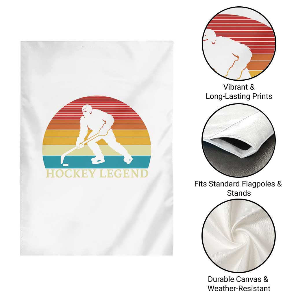 Bigfoot Hockey Legend Garden Flag Retro Sasquatch Cryptid Player Gift - Wonder Print Shop