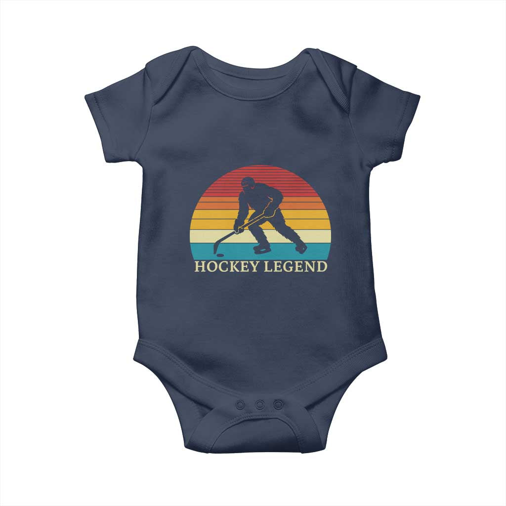 Bigfoot Hockey Legend Baby Onesie Retro Sasquatch Cryptid Player Gift - Wonder Print Shop