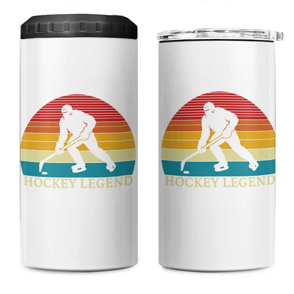 Bigfoot Hockey Legend 4 in 1 Can Cooler Tumbler Retro Sasquatch Cryptid Player Gift - Wonder Print Shop