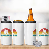Bigfoot Hockey Legend 4 in 1 Can Cooler Tumbler Retro Sasquatch Cryptid Player Gift - Wonder Print Shop