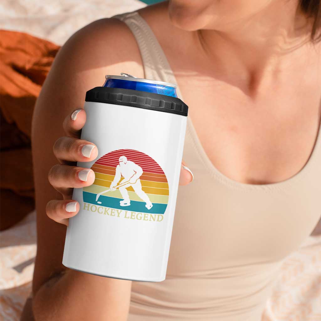 Bigfoot Hockey Legend 4 in 1 Can Cooler Tumbler Retro Sasquatch Cryptid Player Gift - Wonder Print Shop