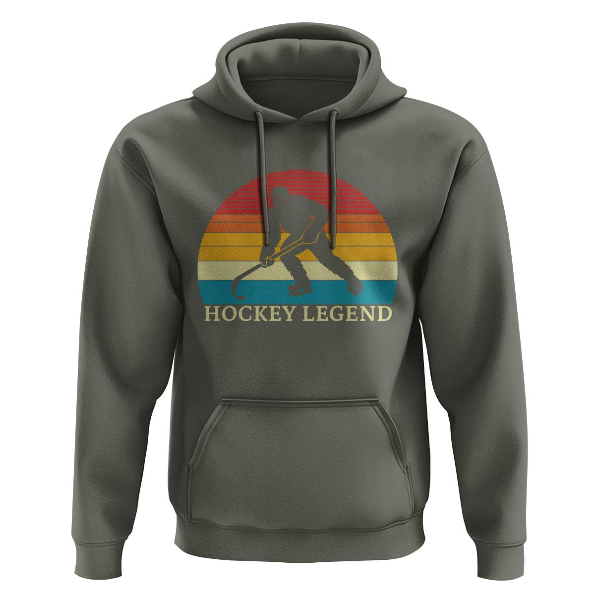 Bigfoot Hockey Legend Hoodie Retro Sasquatch Cryptid Player Gift - Wonder Print Shop