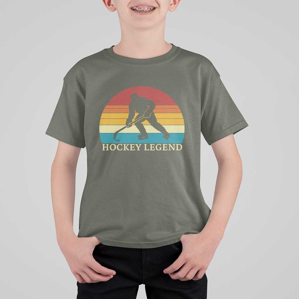 Bigfoot Hockey Legend T Shirt For Kid Retro Sasquatch Cryptid Player Gift - Wonder Print Shop