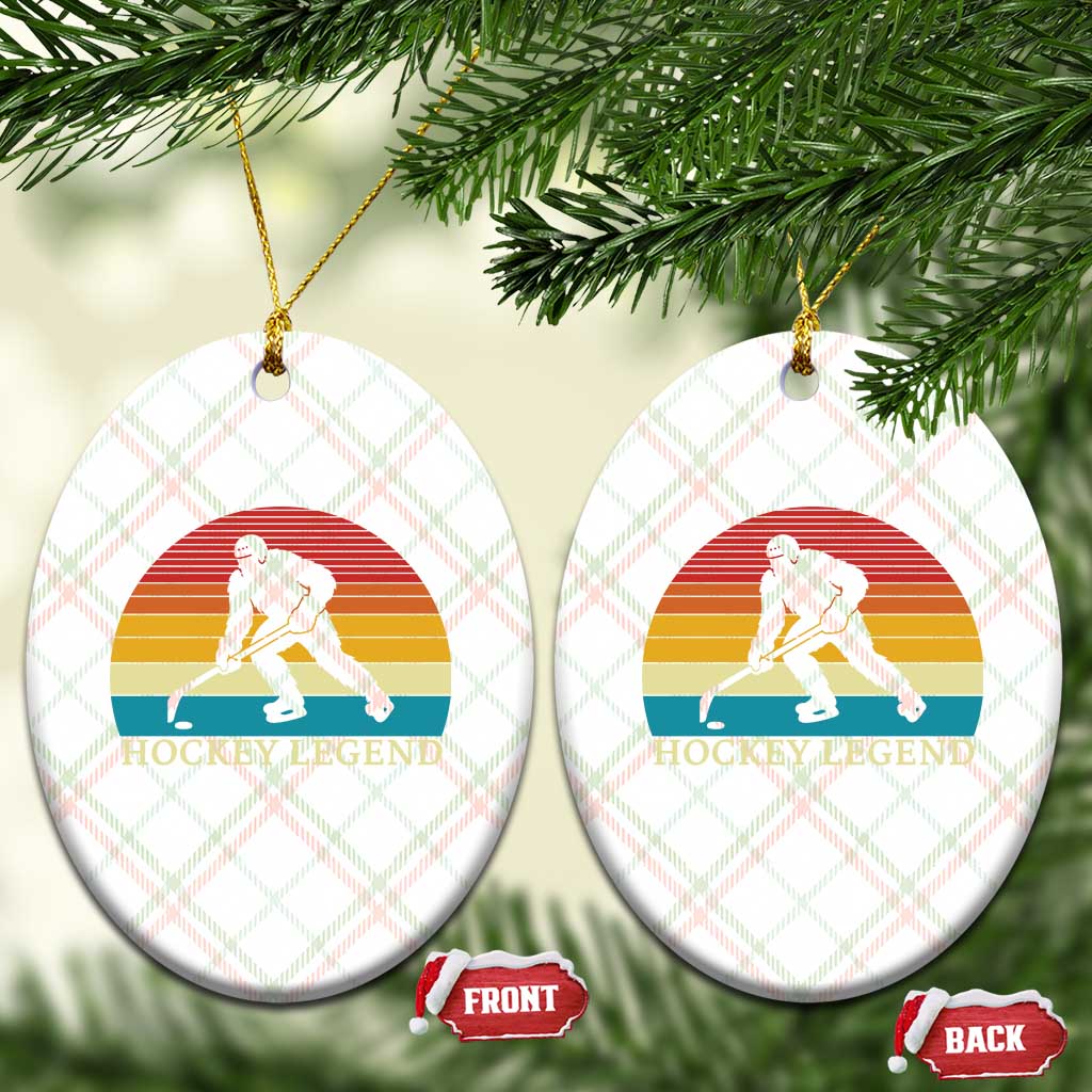 Bigfoot Hockey Legend Ceramic Ornament Retro Sasquatch Cryptid Player Gift - Wonder Print Shop
