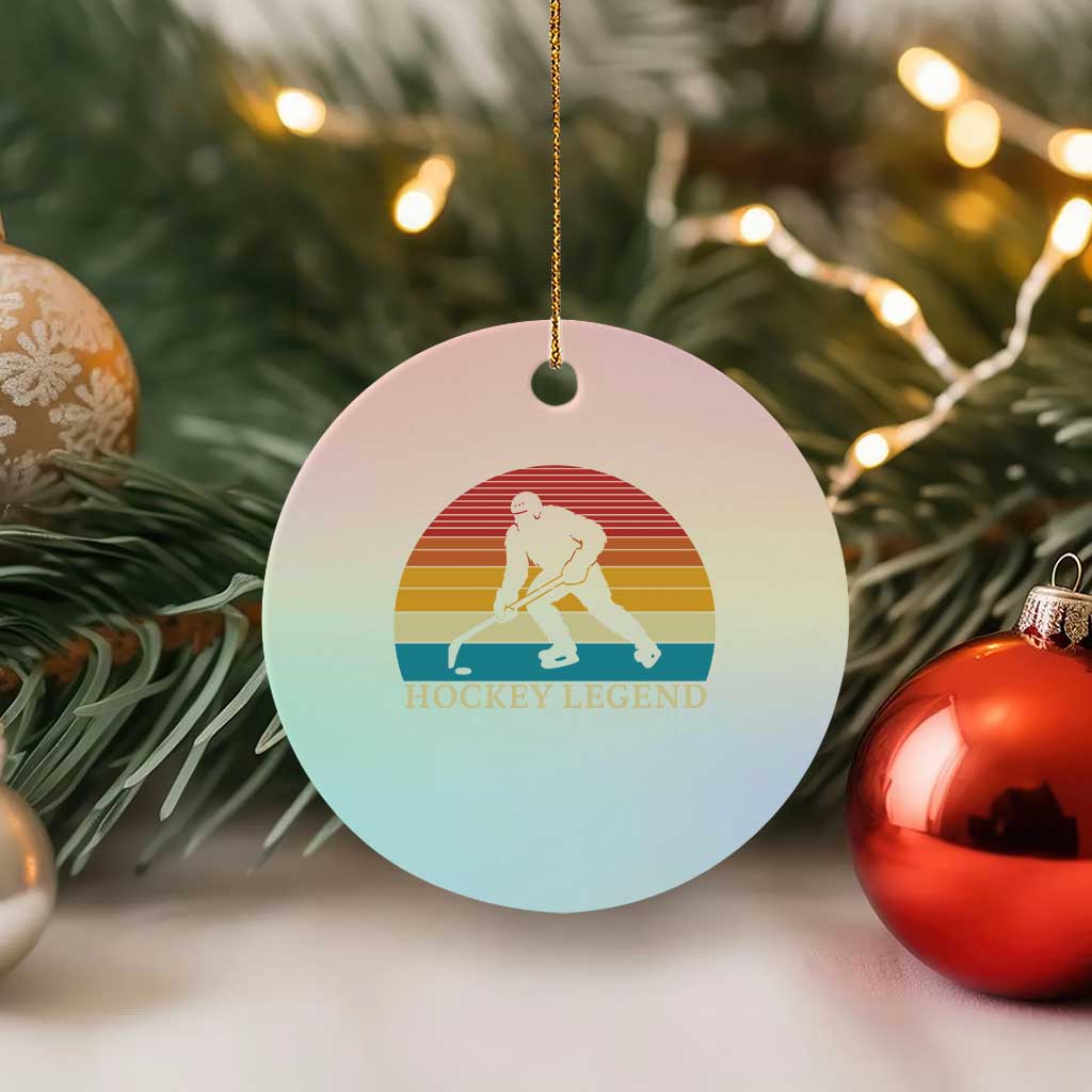 Bigfoot Hockey Legend Ceramic Ornament Retro Sasquatch Cryptid Player Gift - Wonder Print Shop