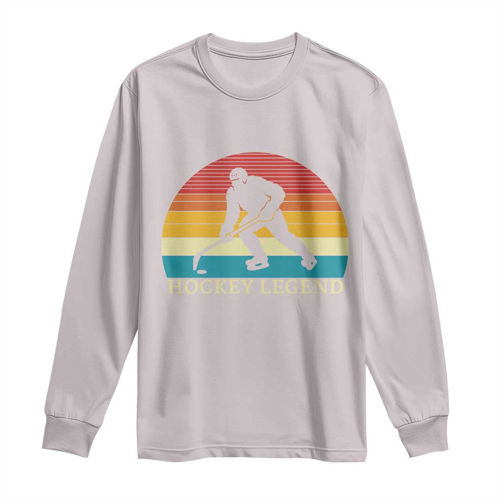 Bigfoot Hockey Legend Long Sleeve Shirt Retro Sasquatch Cryptid Player Gift - Wonder Print Shop