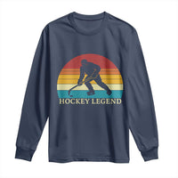 Bigfoot Hockey Legend Long Sleeve Shirt Retro Sasquatch Cryptid Player Gift - Wonder Print Shop