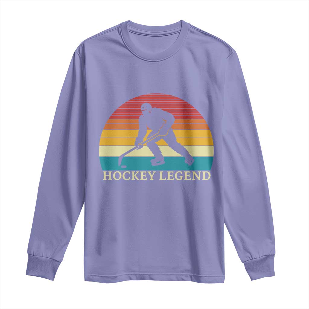 Bigfoot Hockey Legend Long Sleeve Shirt Retro Sasquatch Cryptid Player Gift - Wonder Print Shop