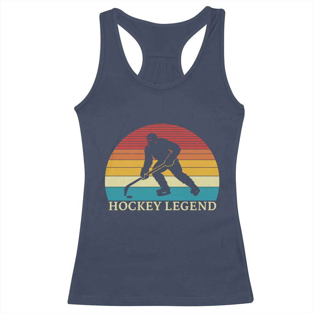 Bigfoot Hockey Legend Racerback Tank Top Retro Sasquatch Cryptid Player Gift - Wonder Print Shop