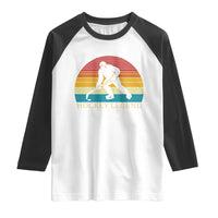 Bigfoot Hockey Legend Raglan Shirt Retro Sasquatch Cryptid Player Gift - Wonder Print Shop