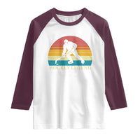 Bigfoot Hockey Legend Raglan Shirt Retro Sasquatch Cryptid Player Gift - Wonder Print Shop