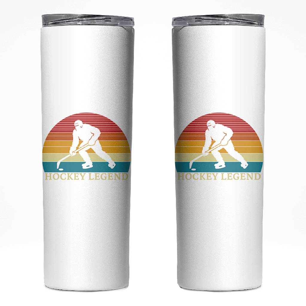 Bigfoot Hockey Legend Skinny Tumbler Retro Sasquatch Cryptid Player Gift - Wonder Print Shop