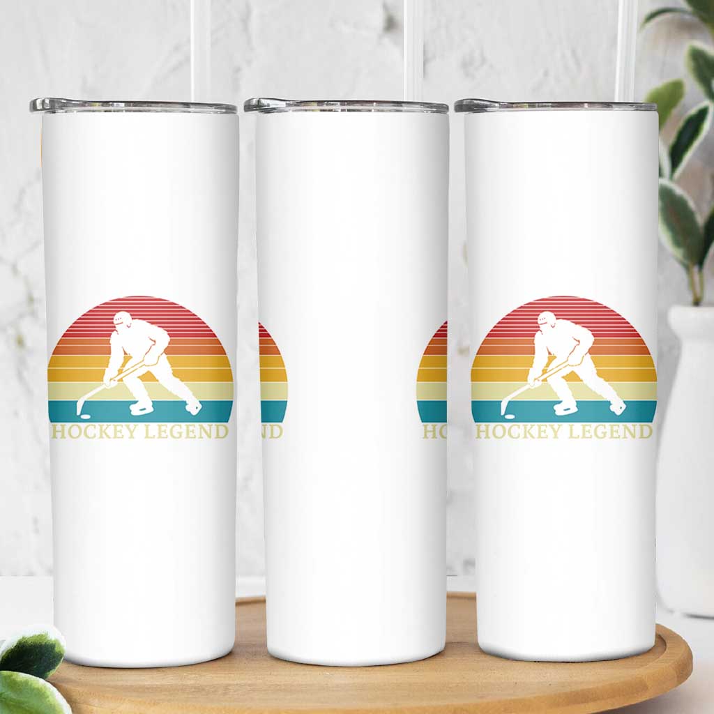 Bigfoot Hockey Legend Skinny Tumbler Retro Sasquatch Cryptid Player Gift - Wonder Print Shop