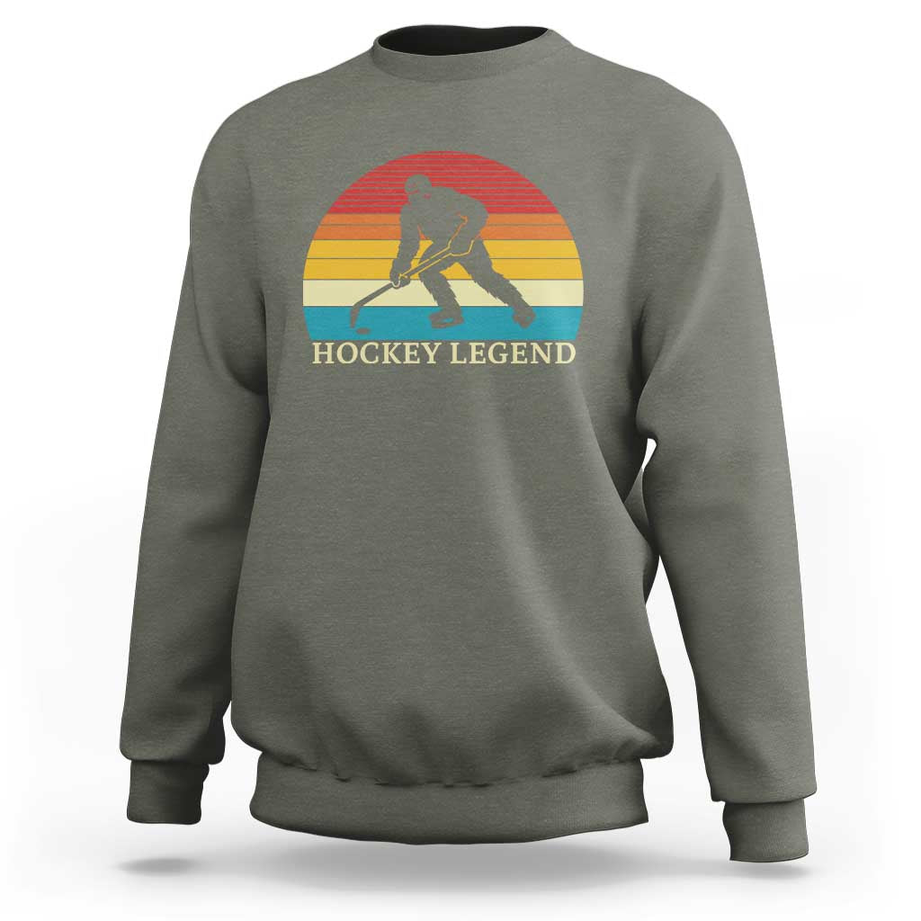 Bigfoot Hockey Legend Sweatshirt Retro Sasquatch Cryptid Player Gift - Wonder Print Shop
