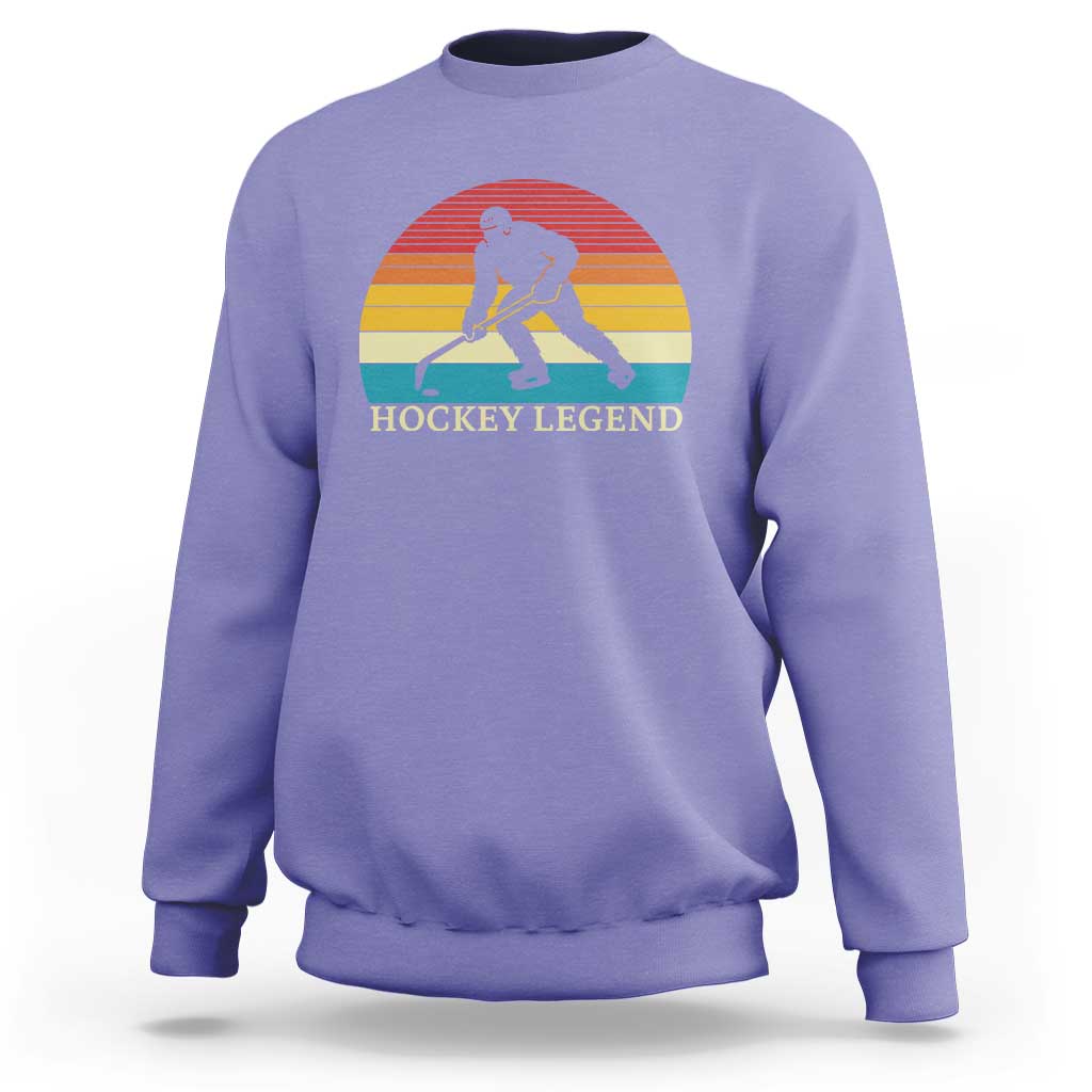 Bigfoot Hockey Legend Sweatshirt Retro Sasquatch Cryptid Player Gift - Wonder Print Shop