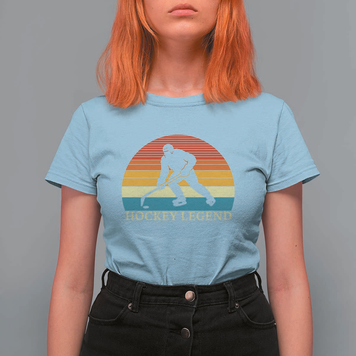 Bigfoot Hockey Legend T Shirt For Women Retro Sasquatch Cryptid Player Gift - Wonder Print Shop