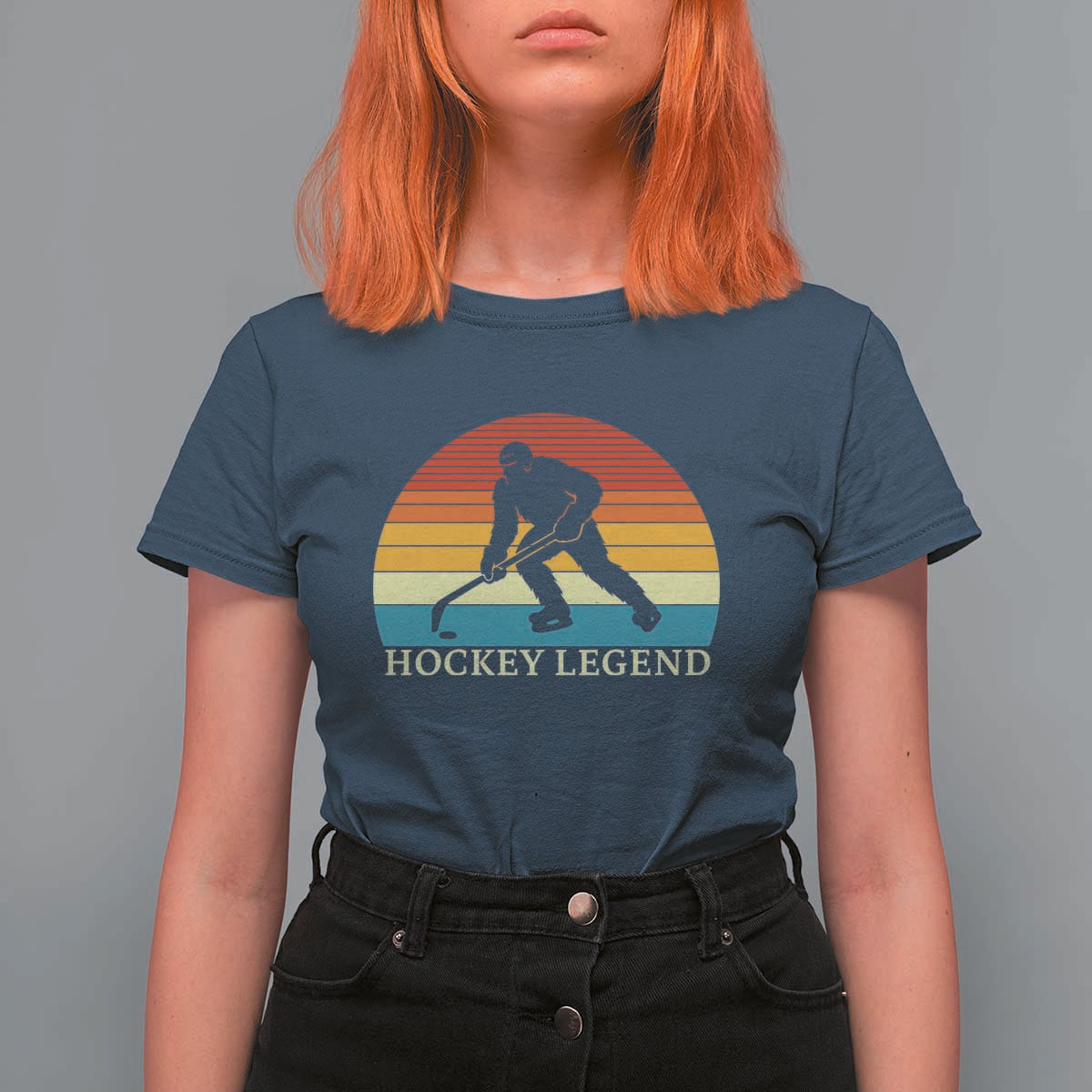 Bigfoot Hockey Legend T Shirt For Women Retro Sasquatch Cryptid Player Gift - Wonder Print Shop