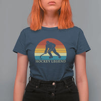 Bigfoot Hockey Legend T Shirt For Women Retro Sasquatch Cryptid Player Gift - Wonder Print Shop