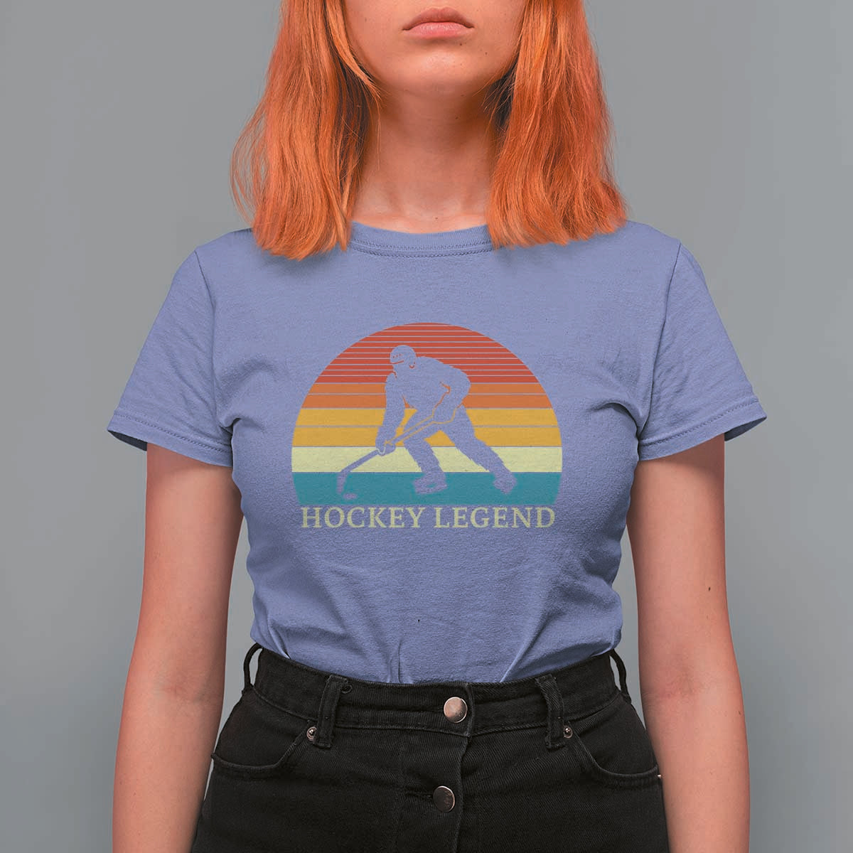 Bigfoot Hockey Legend T Shirt For Women Retro Sasquatch Cryptid Player Gift - Wonder Print Shop