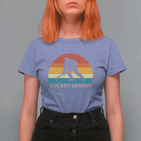 Bigfoot Hockey Legend T Shirt For Women Retro Sasquatch Cryptid Player Gift - Wonder Print Shop