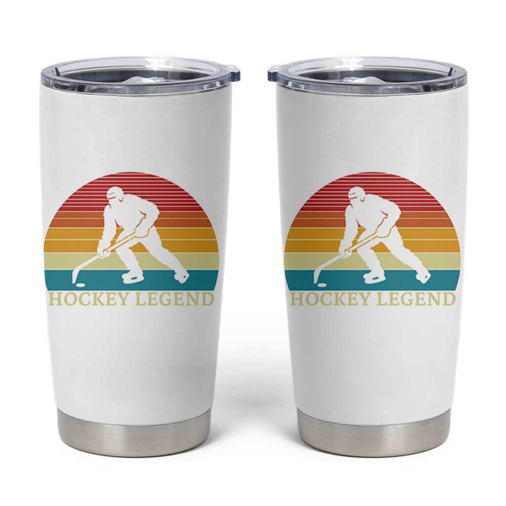 Bigfoot Hockey Legend Tumbler Cup Retro Sasquatch Cryptid Player Gift - Wonder Print Shop