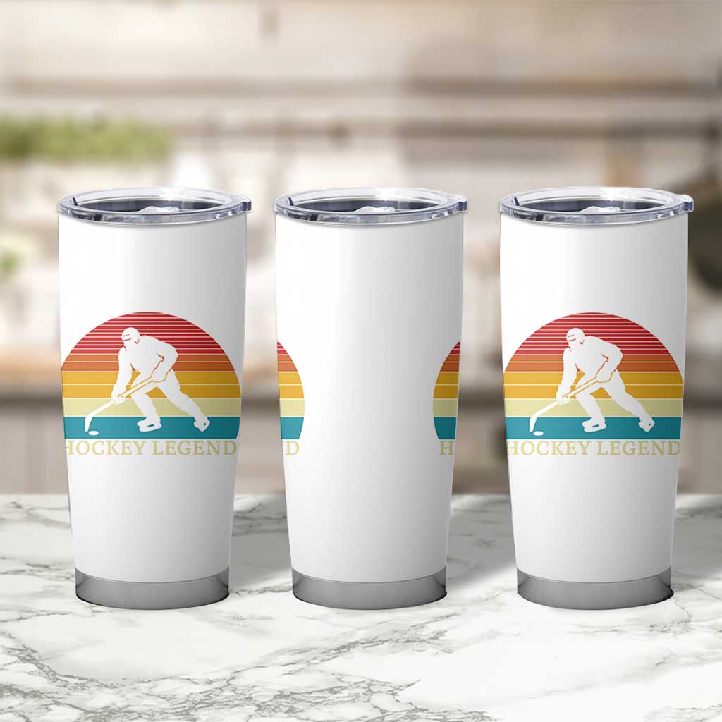 Bigfoot Hockey Legend Tumbler Cup Retro Sasquatch Cryptid Player Gift - Wonder Print Shop