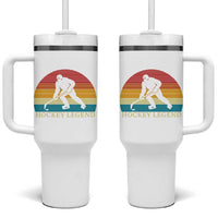 Bigfoot Hockey Legend Tumbler With Handle Retro Sasquatch Cryptid Player Gift - Wonder Print Shop