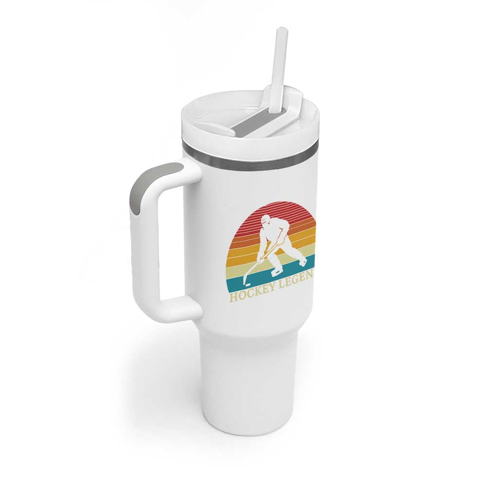 Bigfoot Hockey Legend Tumbler With Handle Retro Sasquatch Cryptid Player Gift - Wonder Print Shop