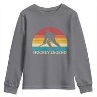Bigfoot Hockey Legend Youth Sweatshirt Retro Sasquatch Cryptid Player Gift - Wonder Print Shop