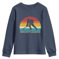 Bigfoot Hockey Legend Youth Sweatshirt Retro Sasquatch Cryptid Player Gift - Wonder Print Shop