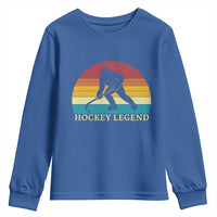 Bigfoot Hockey Legend Youth Sweatshirt Retro Sasquatch Cryptid Player Gift - Wonder Print Shop