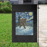 Cryptid Hockey Bigfoot Starry Night Inspired Funny Gift Garden Flag - Wonder Print Shop