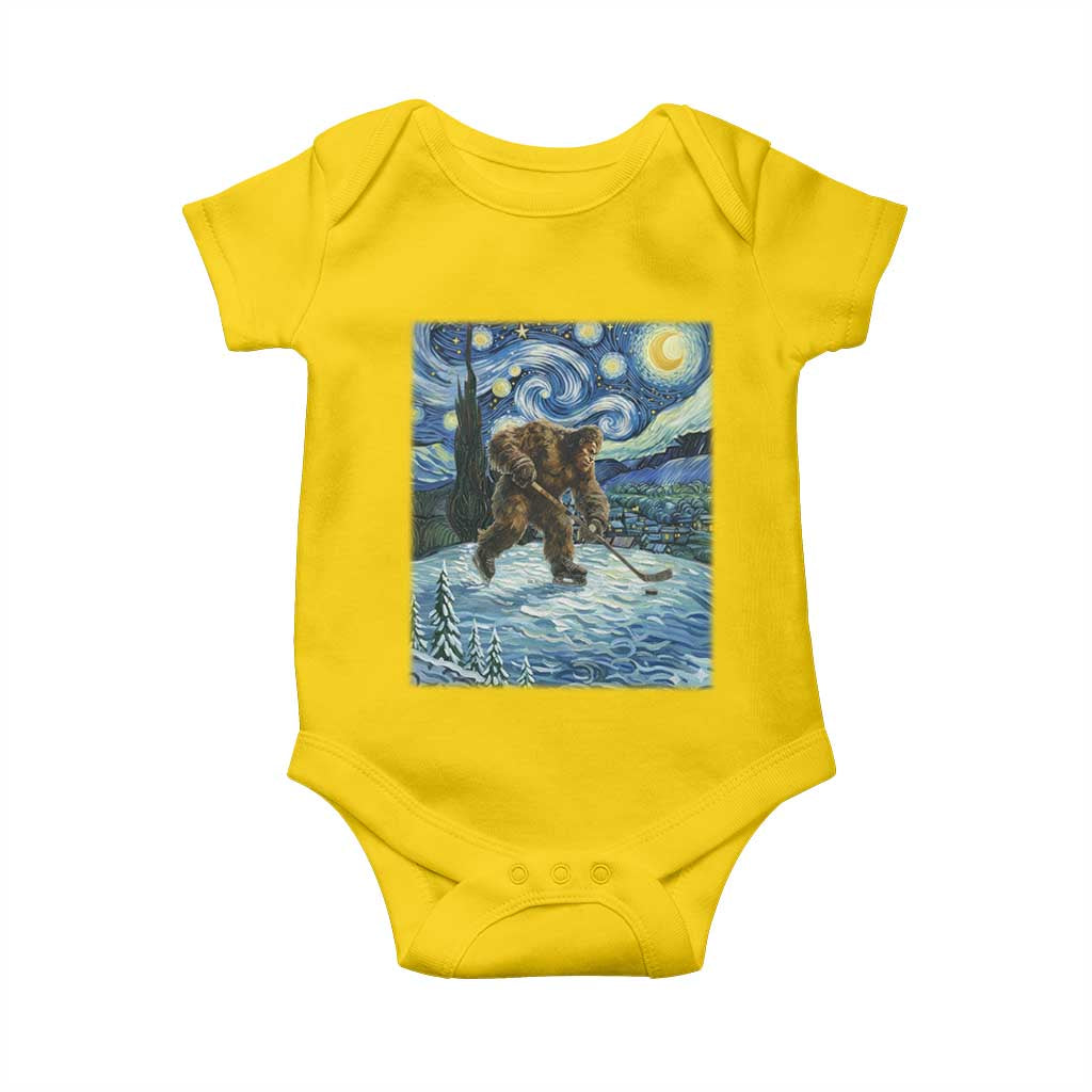 Cryptid Hockey Bigfoot Starry Night Inspired Funny Gift Baby Onesie - Wonder Print Shop