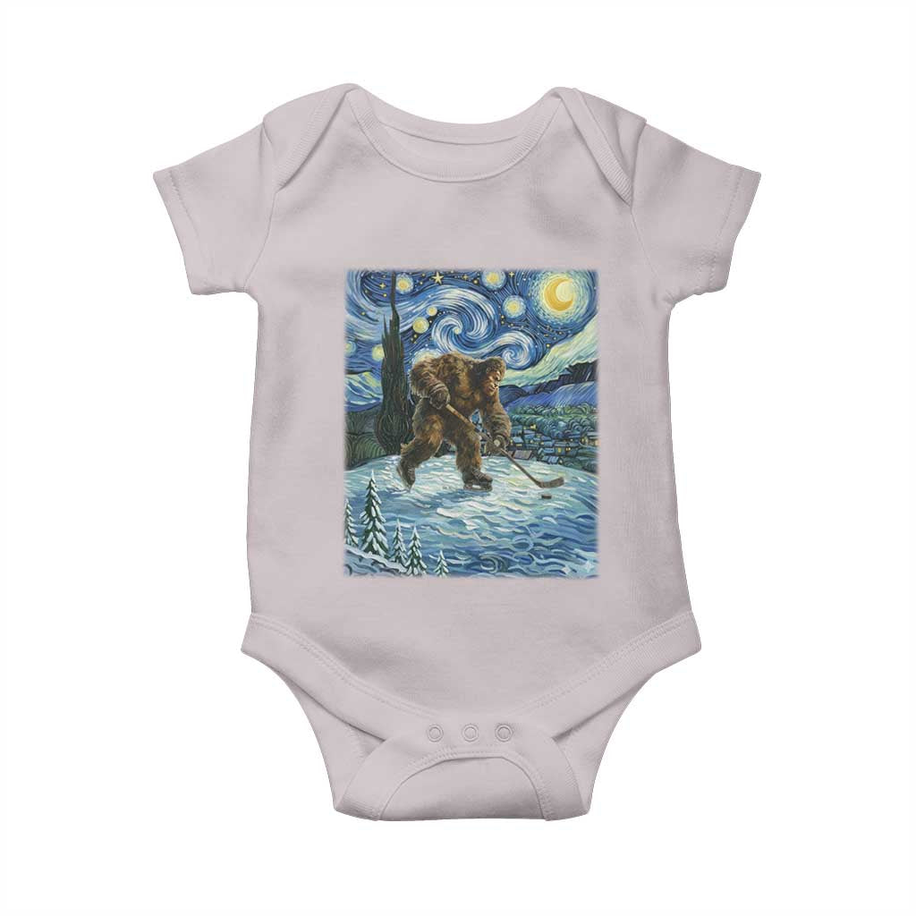 Cryptid Hockey Bigfoot Starry Night Inspired Funny Gift Baby Onesie - Wonder Print Shop