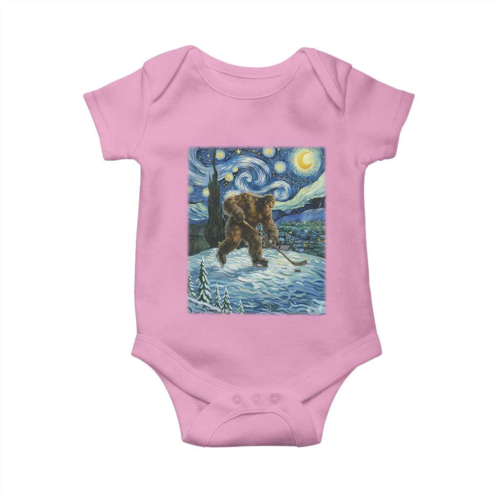 Cryptid Hockey Bigfoot Starry Night Inspired Funny Gift Baby Onesie - Wonder Print Shop
