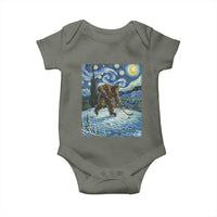 Cryptid Hockey Bigfoot Starry Night Inspired Funny Gift Baby Onesie - Wonder Print Shop