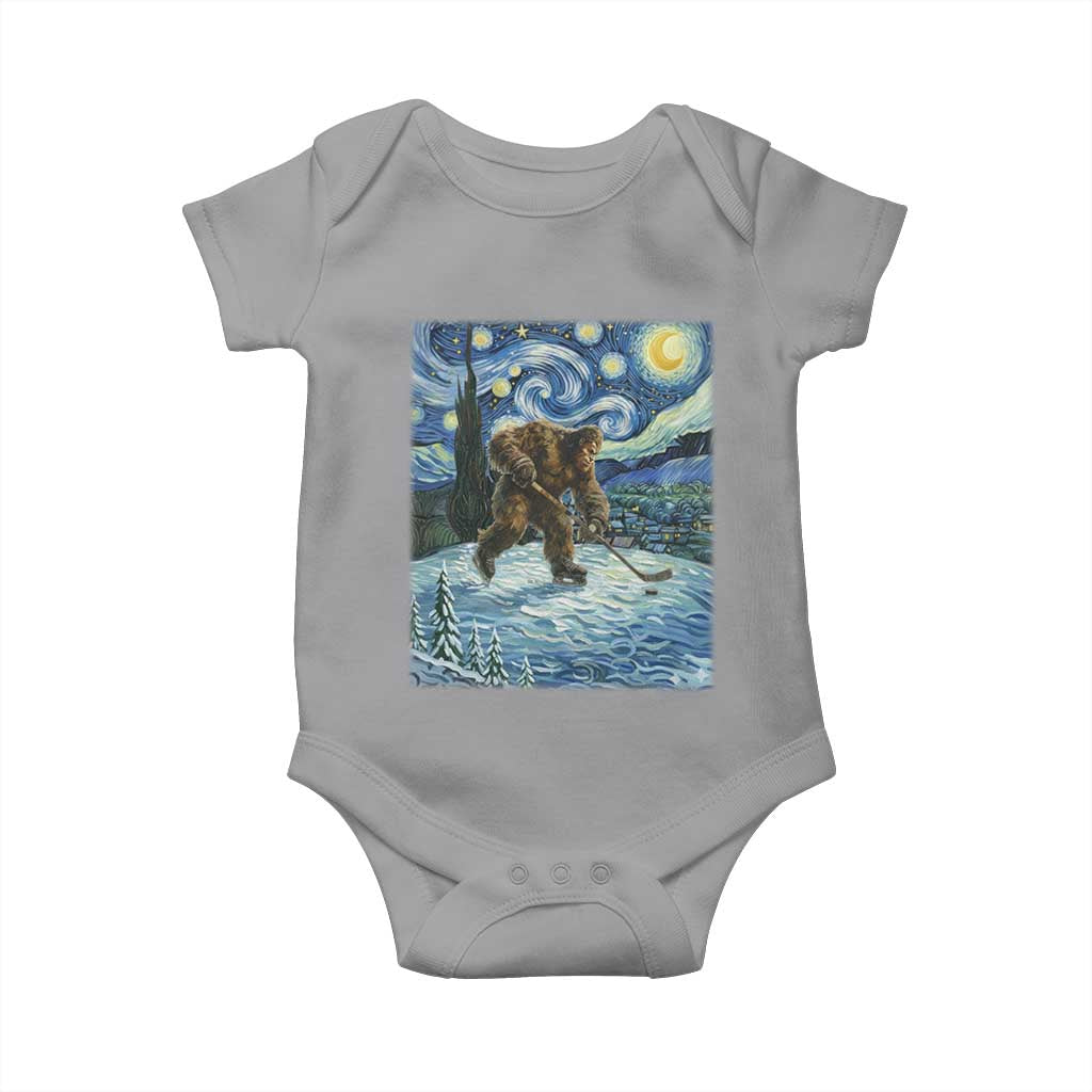 Cryptid Hockey Bigfoot Starry Night Inspired Funny Gift Baby Onesie - Wonder Print Shop
