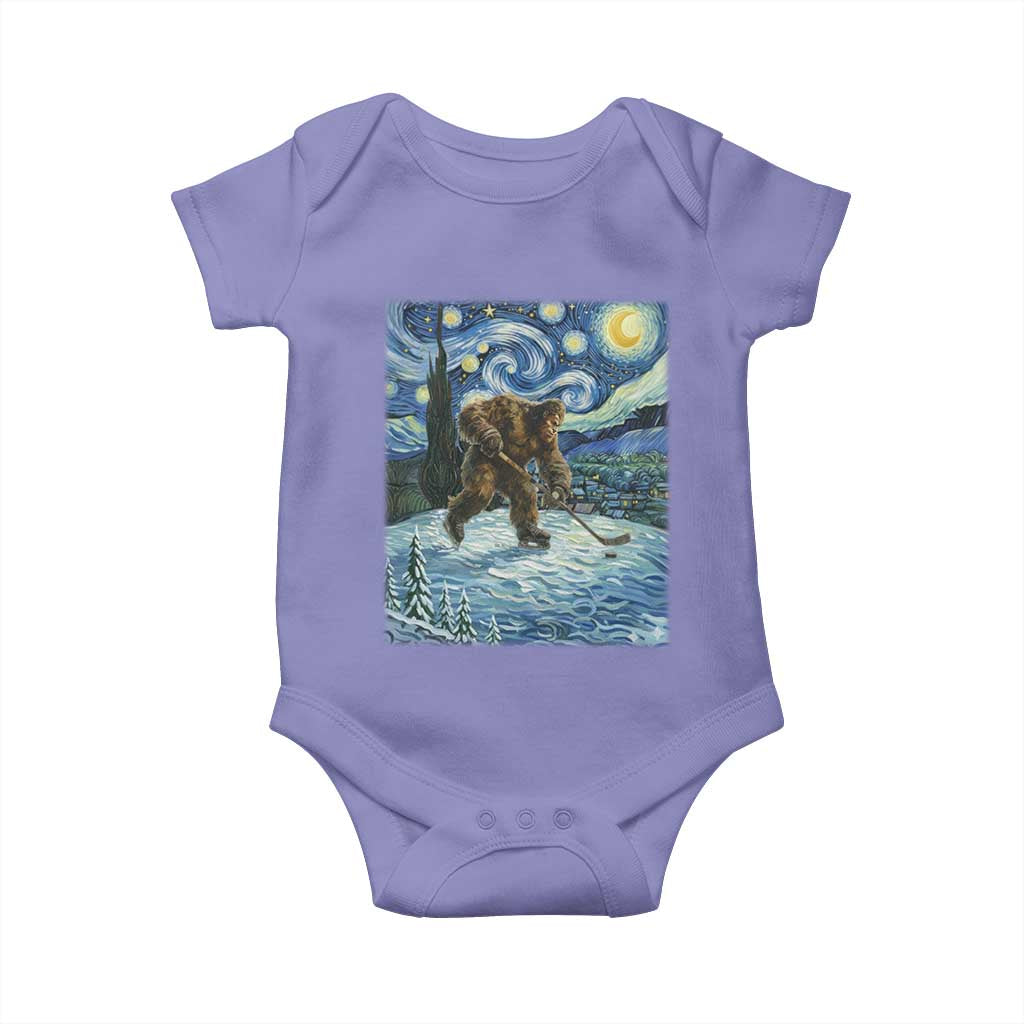 Cryptid Hockey Bigfoot Starry Night Inspired Funny Gift Baby Onesie - Wonder Print Shop