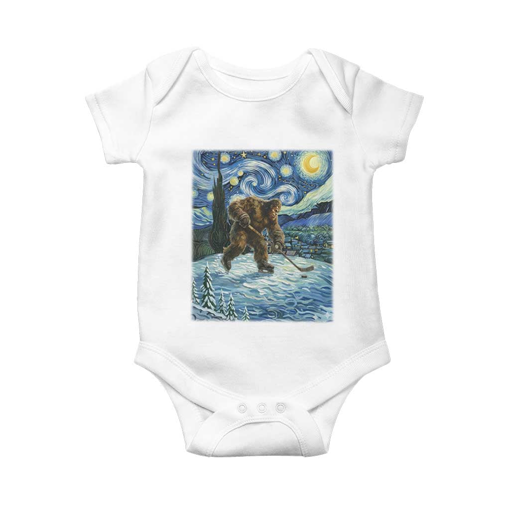 Cryptid Hockey Bigfoot Starry Night Inspired Funny Gift Baby Onesie - Wonder Print Shop