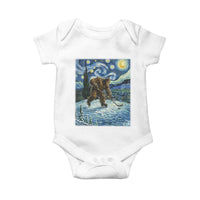 Cryptid Hockey Bigfoot Starry Night Inspired Funny Gift Baby Onesie - Wonder Print Shop