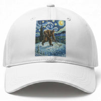Cryptid Hockey Bigfoot Starry Night Inspired Funny Gift Baseball Cap