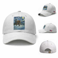 Cryptid Hockey Bigfoot Starry Night Inspired Funny Gift Baseball Cap