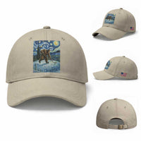 Cryptid Hockey Bigfoot Starry Night Inspired Funny Gift Baseball Cap
