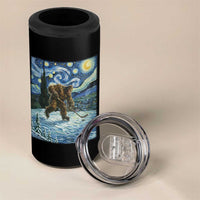Cryptid Hockey Bigfoot Starry Night Inspired Funny Gift 4 in 1 Can Cooler Tumbler - Wonder Print Shop