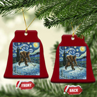 Cryptid Hockey Bigfoot Starry Night Inspired Funny Gift Ceramic Ornament - Wonder Print Shop