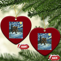Cryptid Hockey Bigfoot Starry Night Inspired Funny Gift Ceramic Ornament - Wonder Print Shop