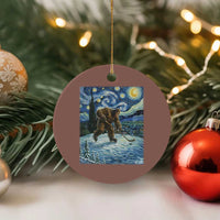 Cryptid Hockey Bigfoot Starry Night Inspired Funny Gift Ceramic Ornament - Wonder Print Shop