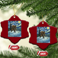 Cryptid Hockey Bigfoot Starry Night Inspired Funny Gift Ceramic Ornament - Wonder Print Shop