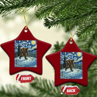 Cryptid Hockey Bigfoot Starry Night Inspired Funny Gift Ceramic Ornament - Wonder Print Shop
